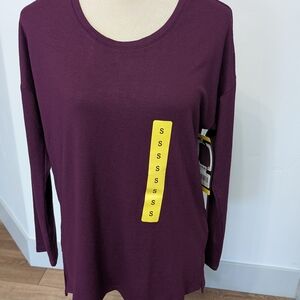 Banana Republic Women's Long-Sleeve Scoop Neck Top - Plum